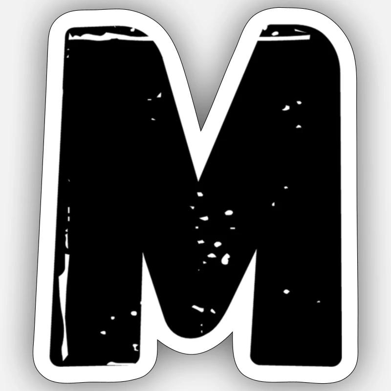 LETTER M - Sticker size S (10 x 10 cm) - white matte