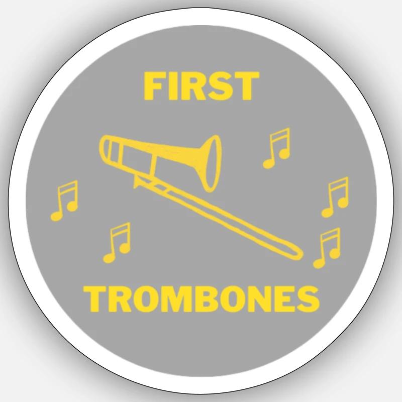 First Trombones - Sticker Größe S (10 x 10 cm) - Mattweiß