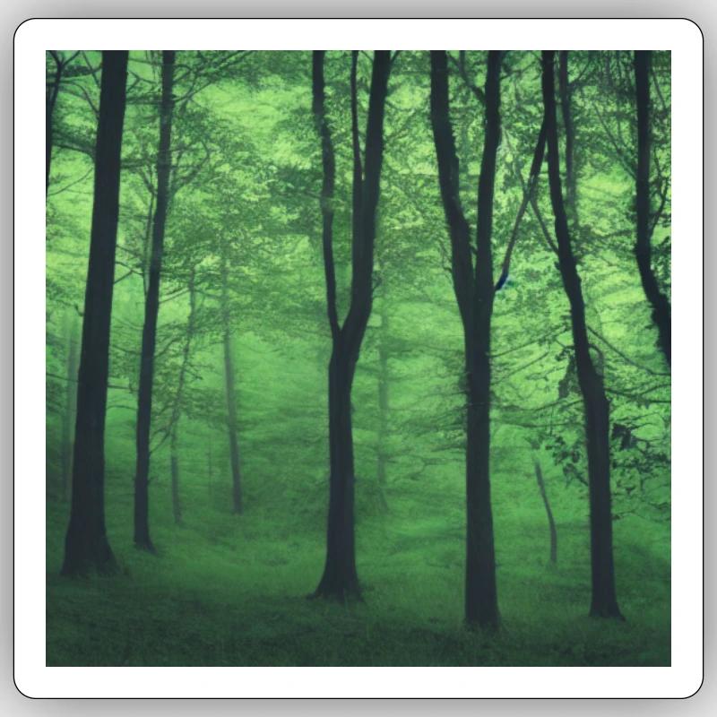 Mystical green forest - Sticker size S (10 x 10 cm) - white matte