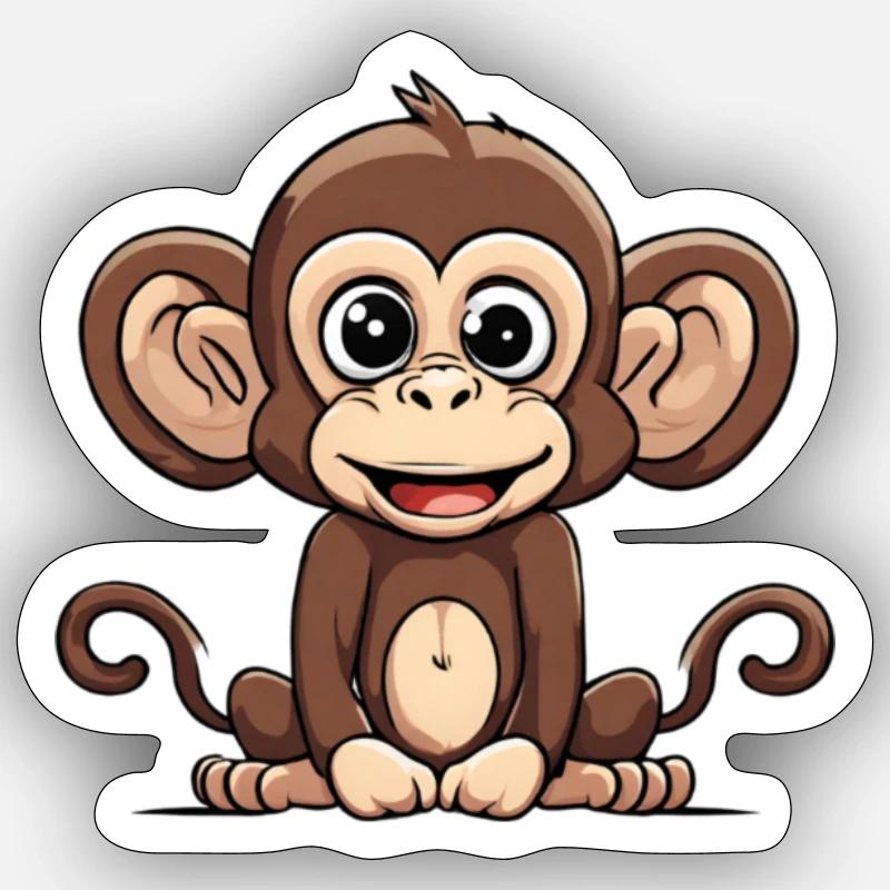 dessin animé singe design mignon Sticker taille S (10 x 10 cm)
