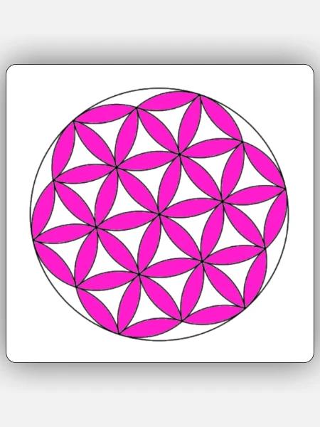 Blume des Lebens pink - Sticker Größe S (10 x 10 cm) - Mattweiß