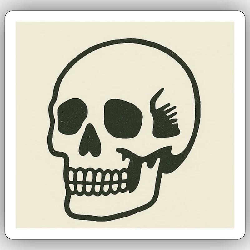 Crâne - Sticker taille S (10 x 10 cm) - blanc mat