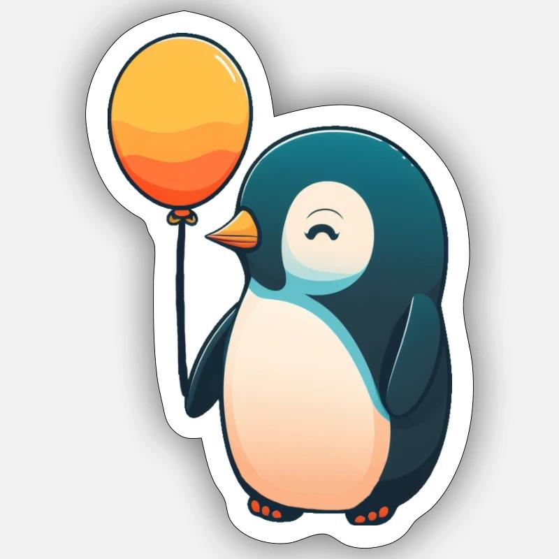 Pinguin mit Luftballon Sticker Größe S (10 x 10 cm)