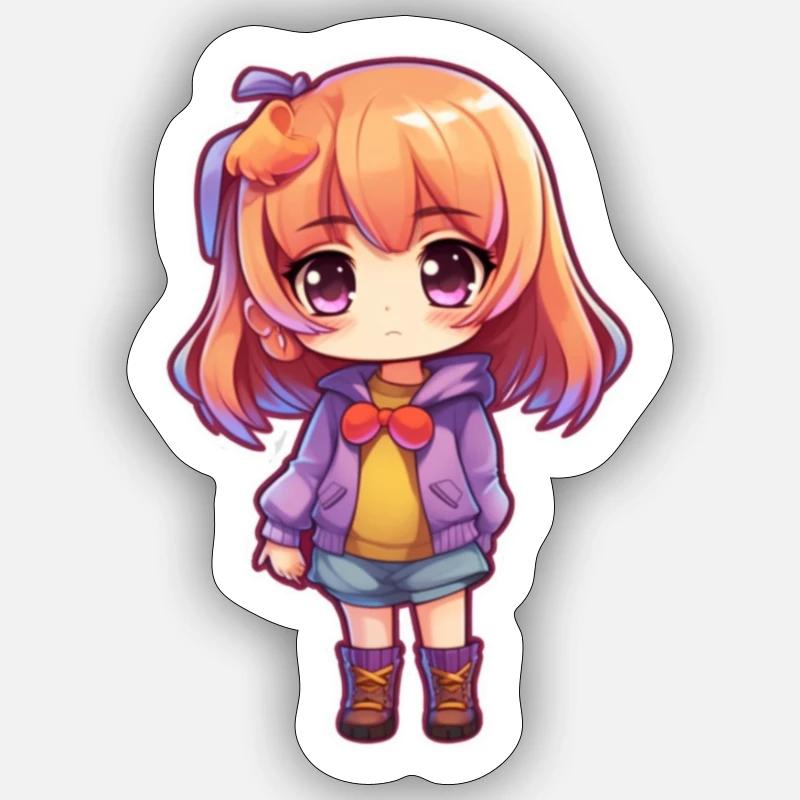 Süßes Manga Mädchen - Sticker Größe S (10 x 10 cm) - Mattweiß