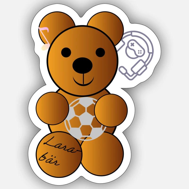 Kicker-Bär mit Ball und Headset Sticker Größe S (10 x 10 cm)