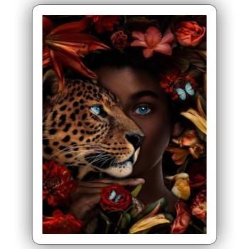 Leopard with human face - Sticker size S (10 x 10 cm) - white matte - Front