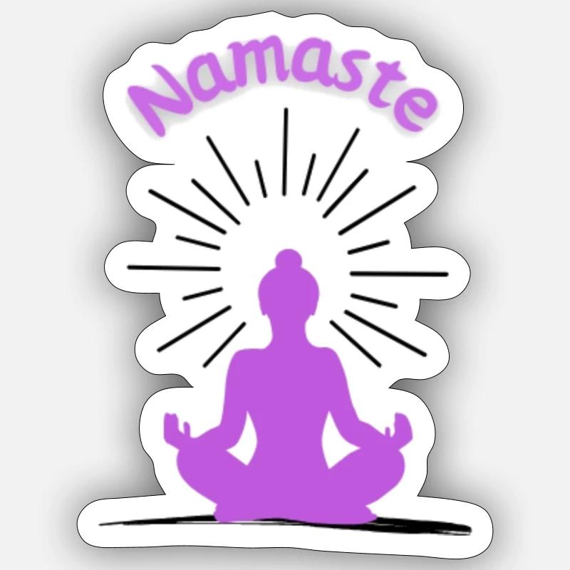 Namaste violet - Sticker taille S (10 x 10 cm) - blanc mat