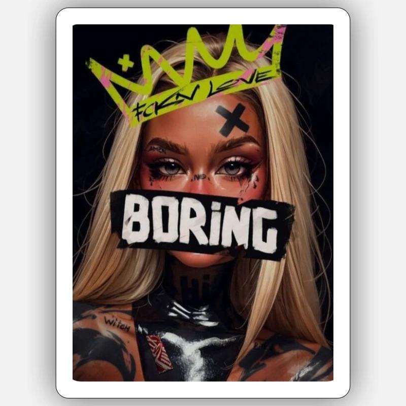 Boring - Sticker size S (10 x 10 cm) - white matte