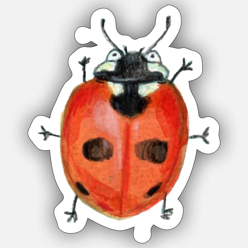 Coccinelle à cinq points - Sticker taille S (10 x 10 cm) - blanc mat