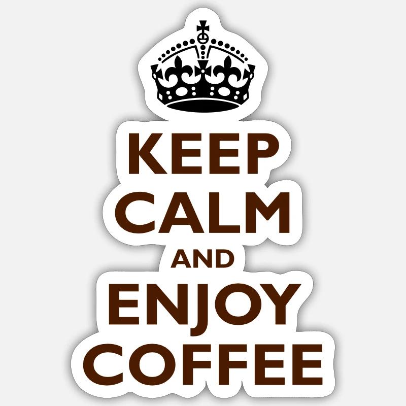 Keep Calm & Enjoy Coffee - Sticker taille S (10 x 10 cm) - blanc mat