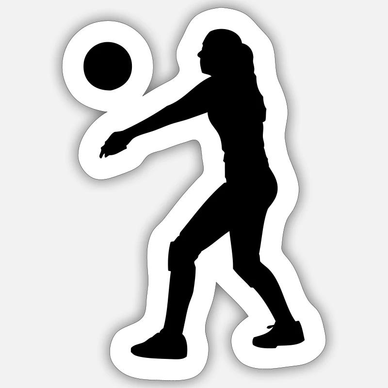 Volleyball - Sticker taille S (10 x 10 cm) - blanc mat