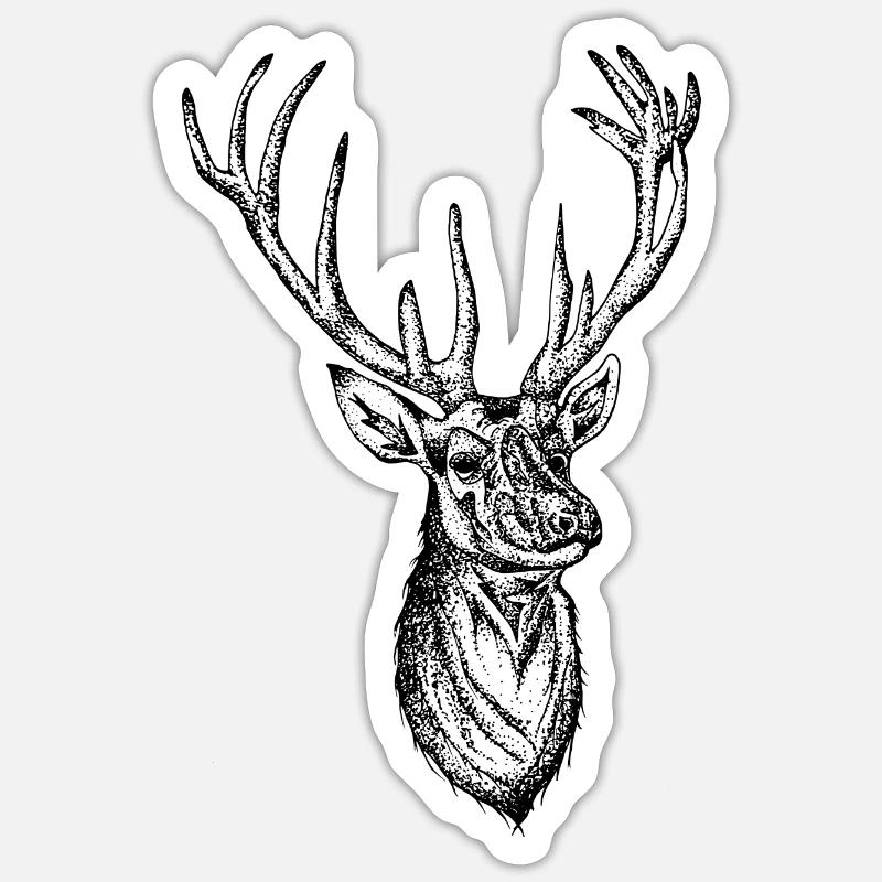 cerf - Sticker taille S (10 x 10 cm) - blanc mat