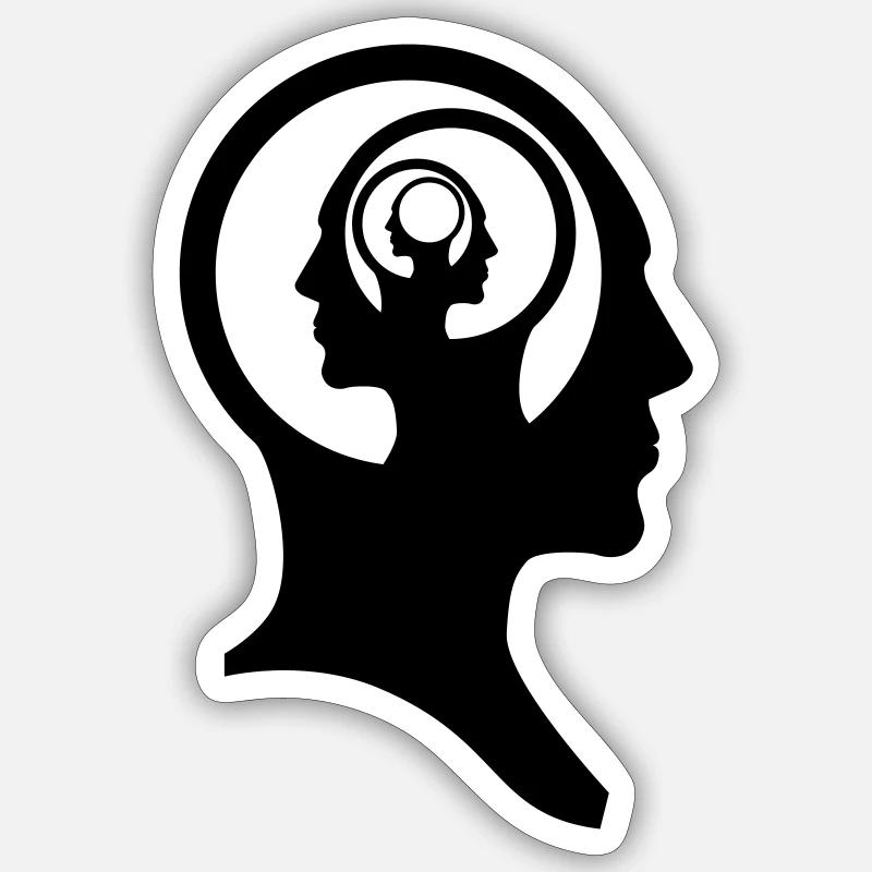 recursiv head - Sticker size S (10 x 10 cm) - white matte