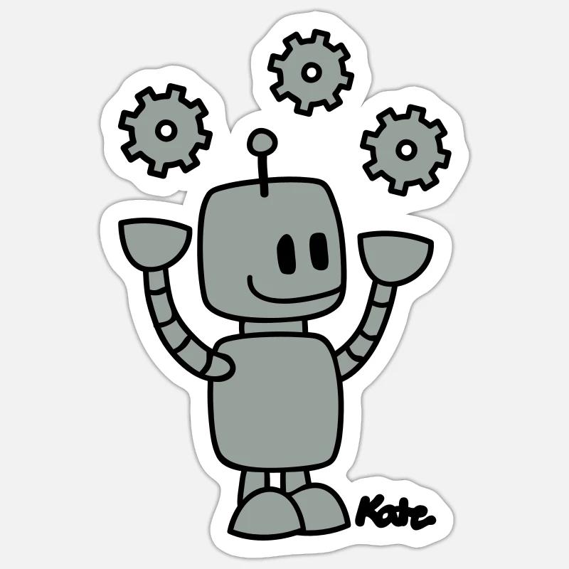 Roboter (2c) - Sticker size S (10 x 10 cm) - white matte