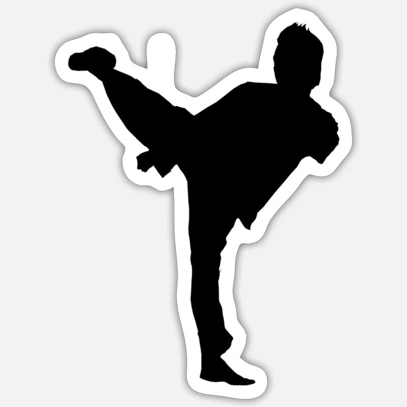 Bruce Lee Shadow Side Kick - Sticker taille S (10 x 10 cm) - blanc mat
