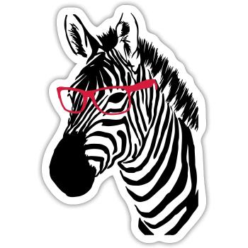 Zebra mit Brille - Sticker Größe S (10 x 10 cm) - Mattweiß - Vorne