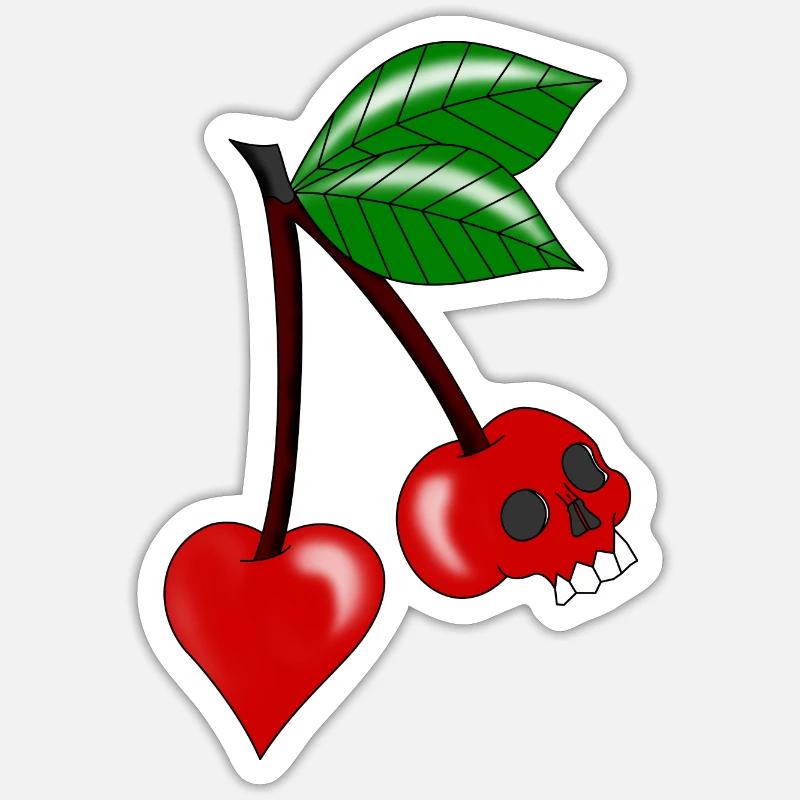 Kirschkernschädel - Sticker Größe S (10 x 10 cm) - Mattweiß