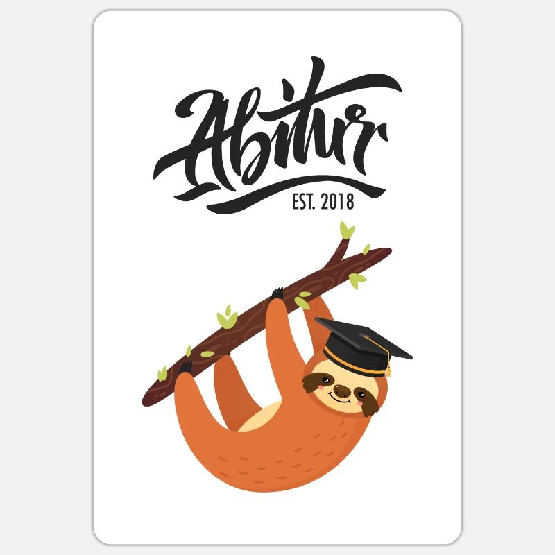 Abitur Est. 2018 - Faultier Abschluss Design - Sticker Größe S (10 x 10 cm) - Mattweiß