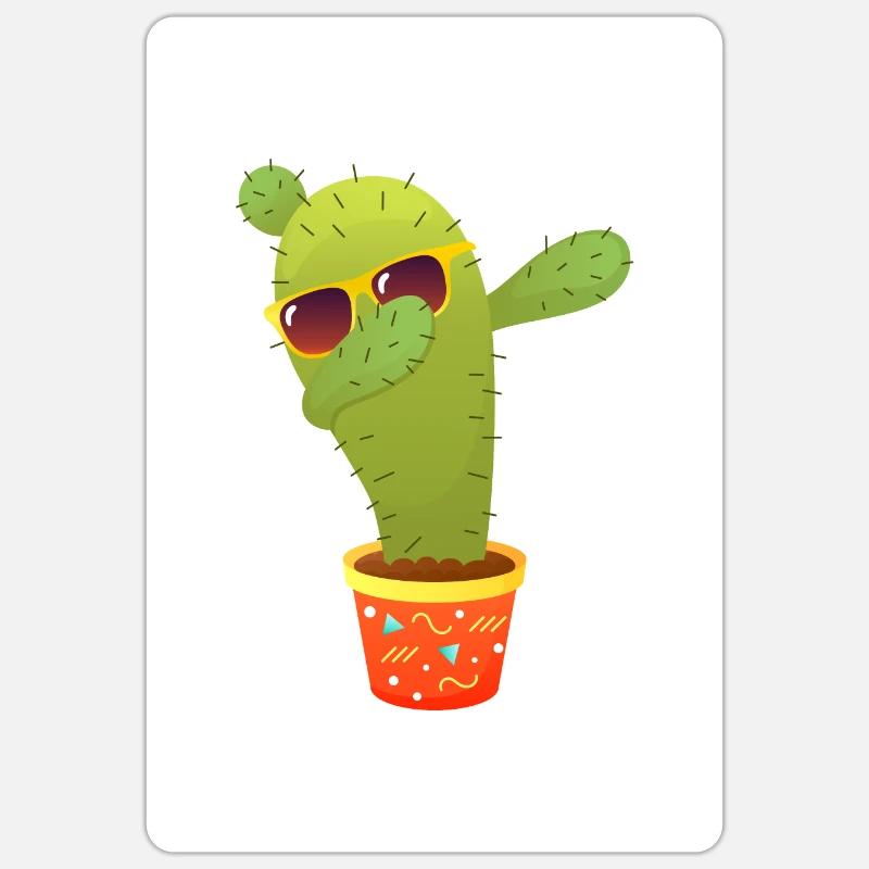 Cactus Dabbing Dab Dance - Sticker Größe S (10 x 10 cm) - Mattweiß