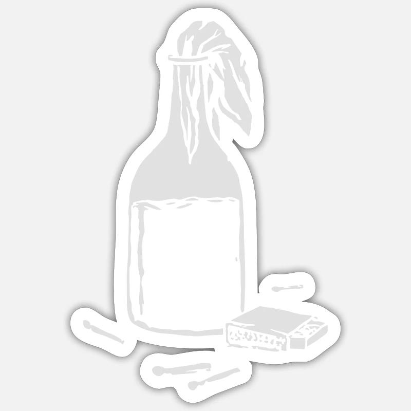 Molotow Cocktail Illustration - Sticker Größe S (10 x 10 cm) - Mattweiß