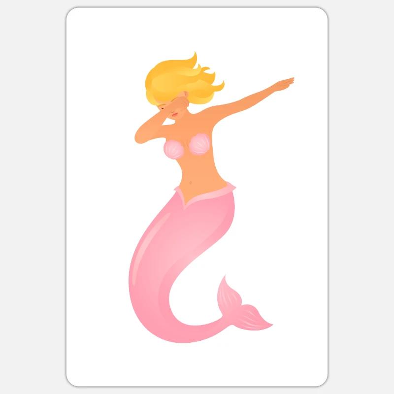 Dabbing Mermaid Dab Dance - Sticker taille S (10 x 10 cm) - blanc mat
