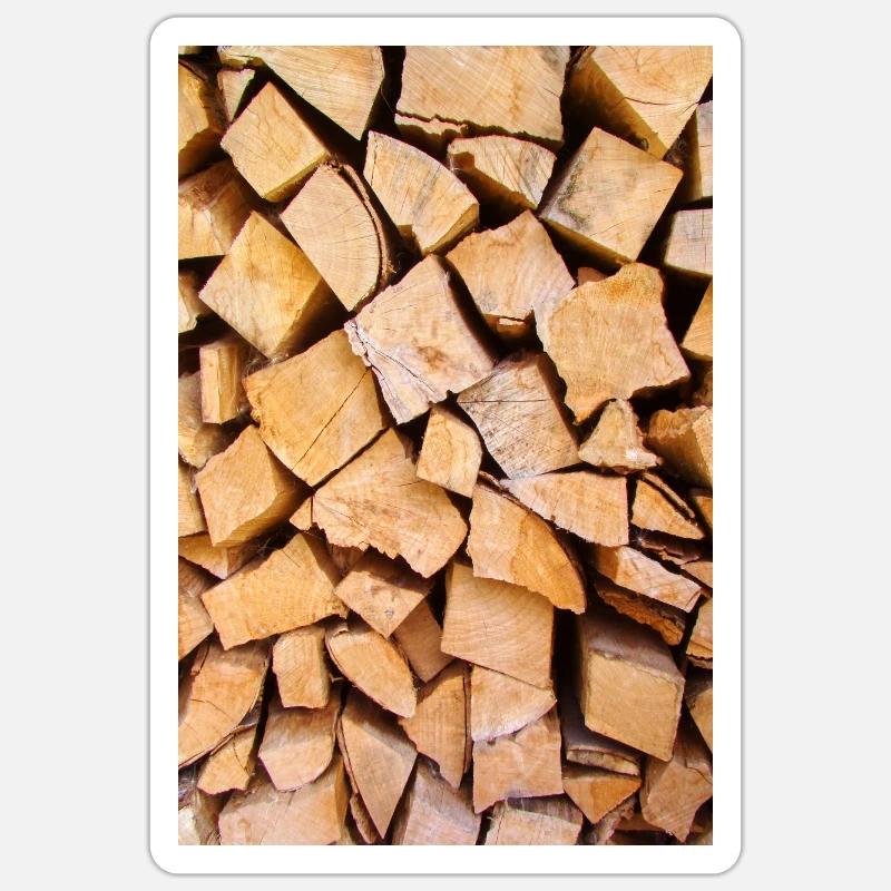 Stack of split beech wood Sticker size S (10 x 10 cm)