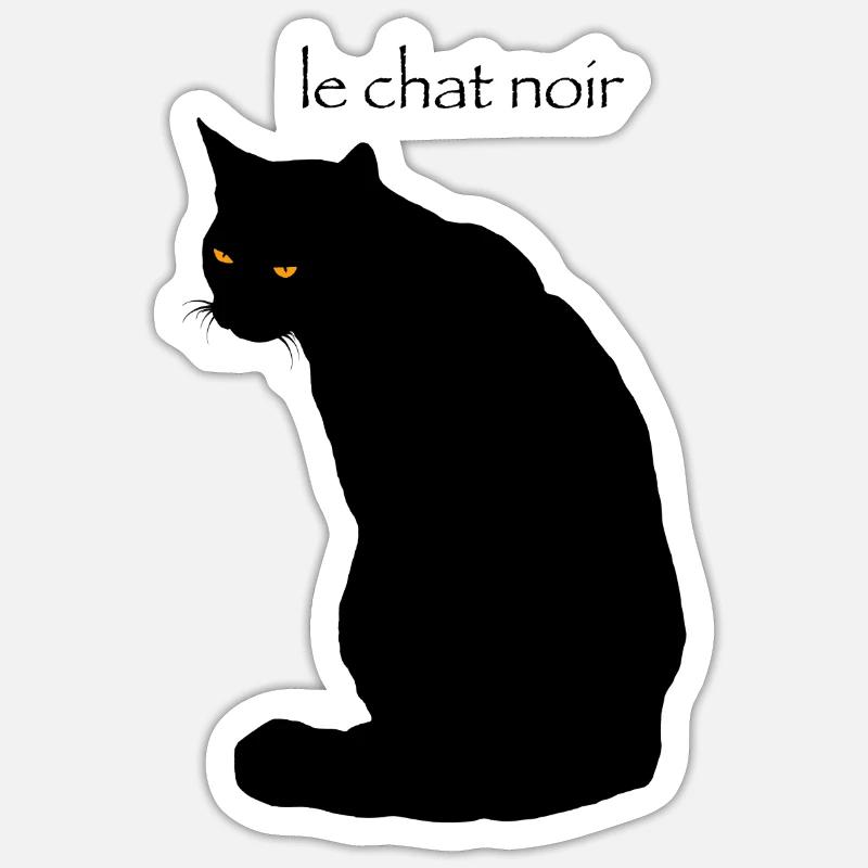 Le Chat Noir - Sticker taille S (10 x 10 cm) - blanc mat