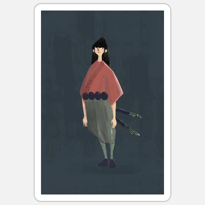 Samurai Mädchen Sticker Größe S (10 x 10 cm)