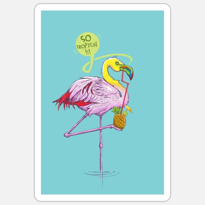 Flamtoucan affiche - Sticker taille S (10 x 10 cm) - blanc mat