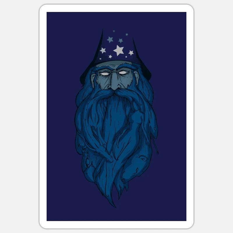 magicien affiche - Sticker taille S (10 x 10 cm) - blanc mat