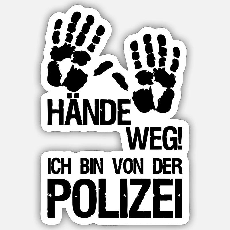 Hände weg Polizei Polizist Beruf Geschenk Spruch - Sticker Größe S (10 x 10 cm) - Mattweiß