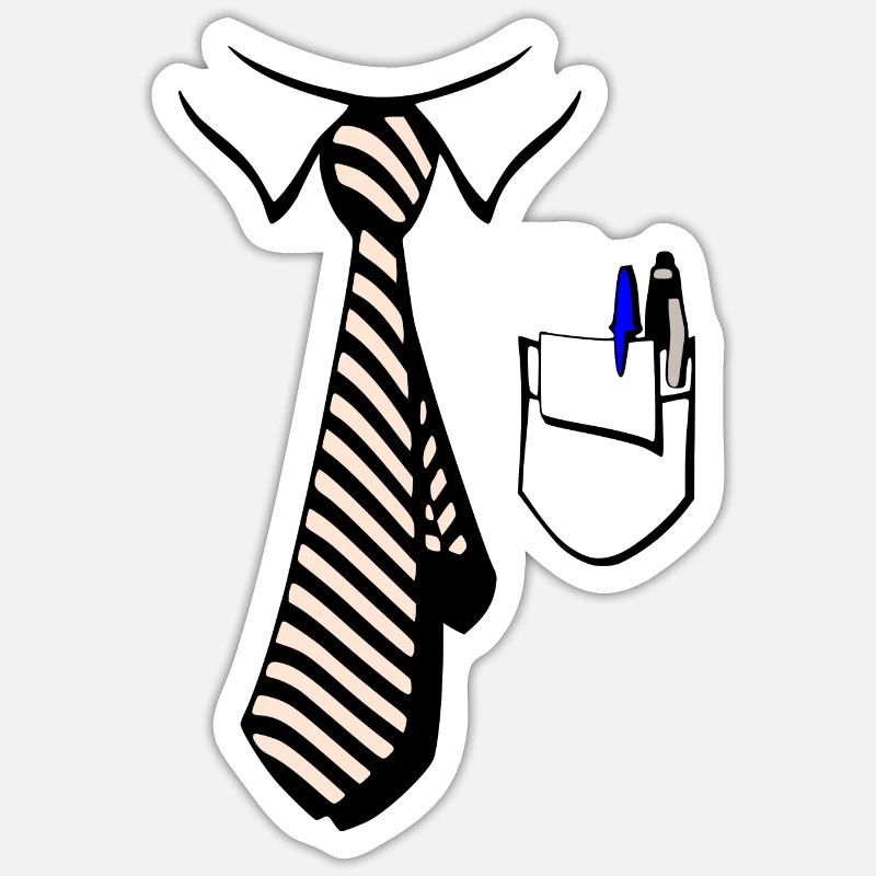 Hemd mit Krawatte und Brusttasche 2- Nerd Outfit - Sticker Größe S (10 x 10 cm) - Mattweiß