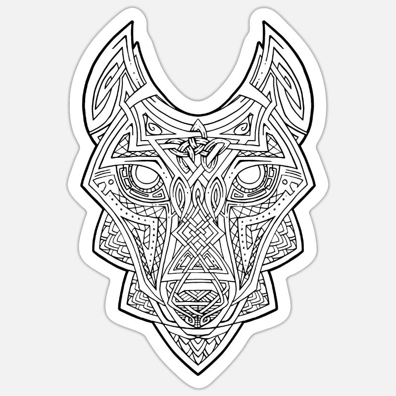Celtic Wolf schwarz - Sticker Größe S (10 x 10 cm) - Mattweiß