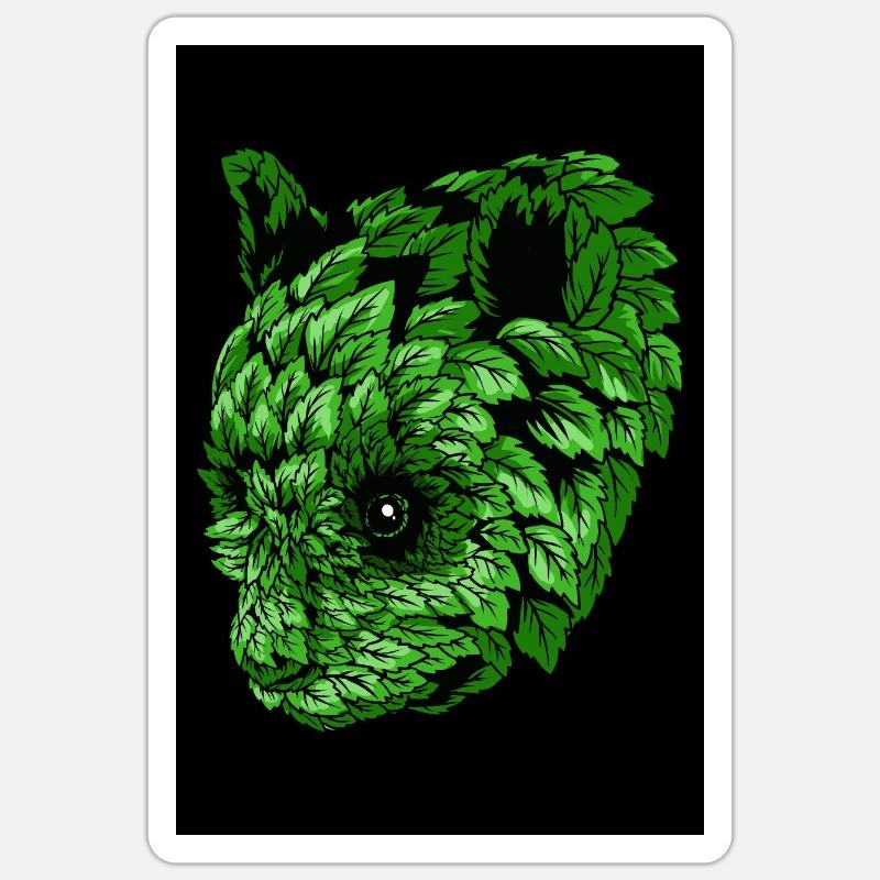 Panda Vert - Sticker taille S (10 x 10 cm) - blanc mat