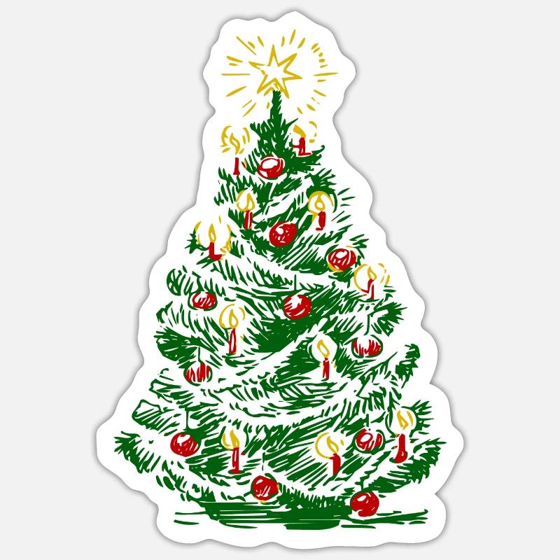 Arbre de Noël - Sticker taille S (10 x 10 cm) - blanc mat