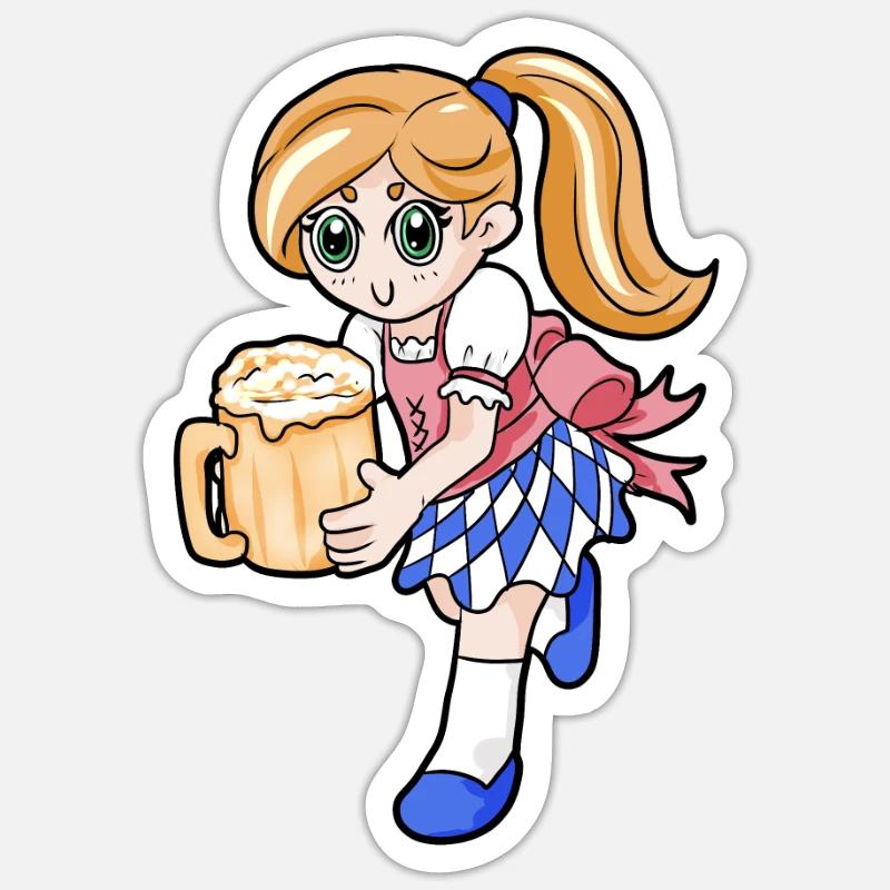 Dirndl Bayern Bier Muenchen - Sticker taille S (10 x 10 cm) - blanc mat