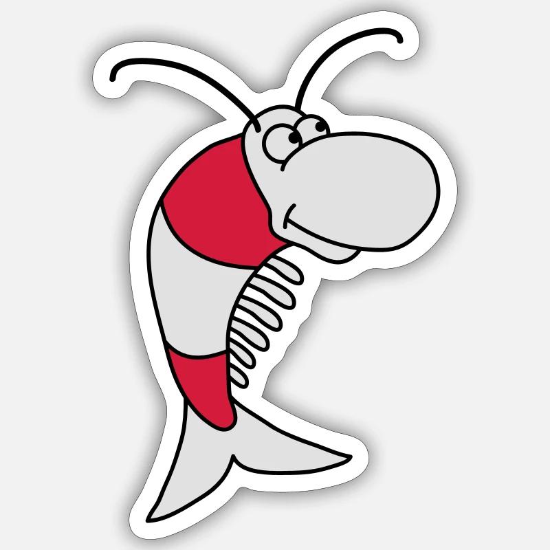 Shrimp - Sticker taille S (10 x 10 cm) - blanc mat