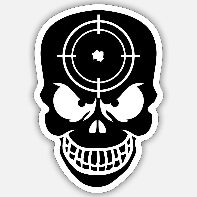 Evil Skull With Target - Sticker size S (10 x 10 cm) - white matte