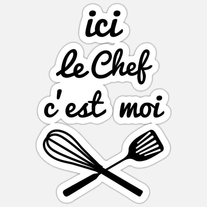 chef cuisine - Sticker taille S (10 x 10 cm) - blanc mat