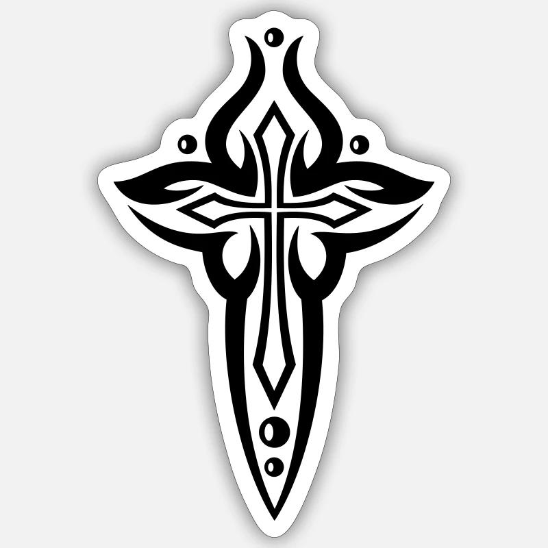 Croix, gothique, crucifix - Sticker taille S (10 x 10 cm) - blanc mat