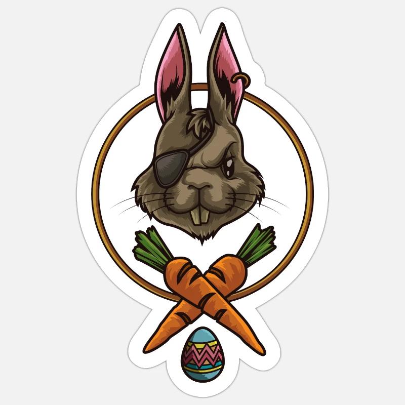 Pirate de lapin de Pâques | Cache-œil Joyeuses Pâques Sticker taille S (10 x 10 cm)