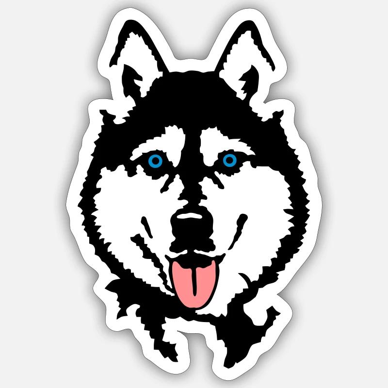 Husky - Sticker taille S (10 x 10 cm) - blanc mat