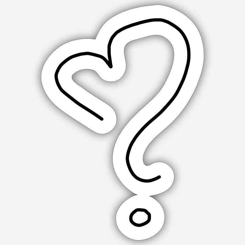 Heart question - Sticker size S (10 x 10 cm) - white matte