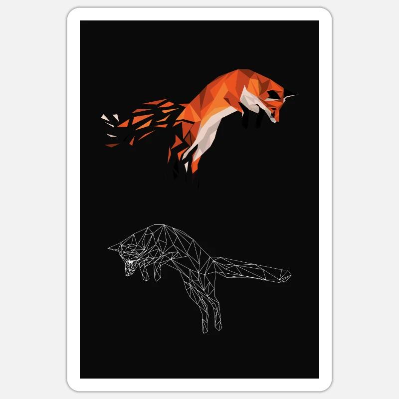 Springender Fuchs - Sticker Größe S (10 x 10 cm) - Mattweiß