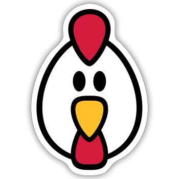 Poule - Sticker taille S (10 x 10 cm) - blanc mat - Devant