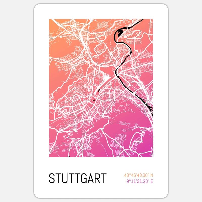 Stuttgart - City Map Poster City Map (Gradient) - Sticker size S (10 x 10 cm) - white matte