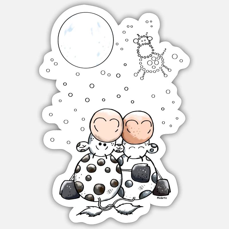 Romantisches Kuh Sternbild - Sticker Größe S (10 x 10 cm) - Mattweiß