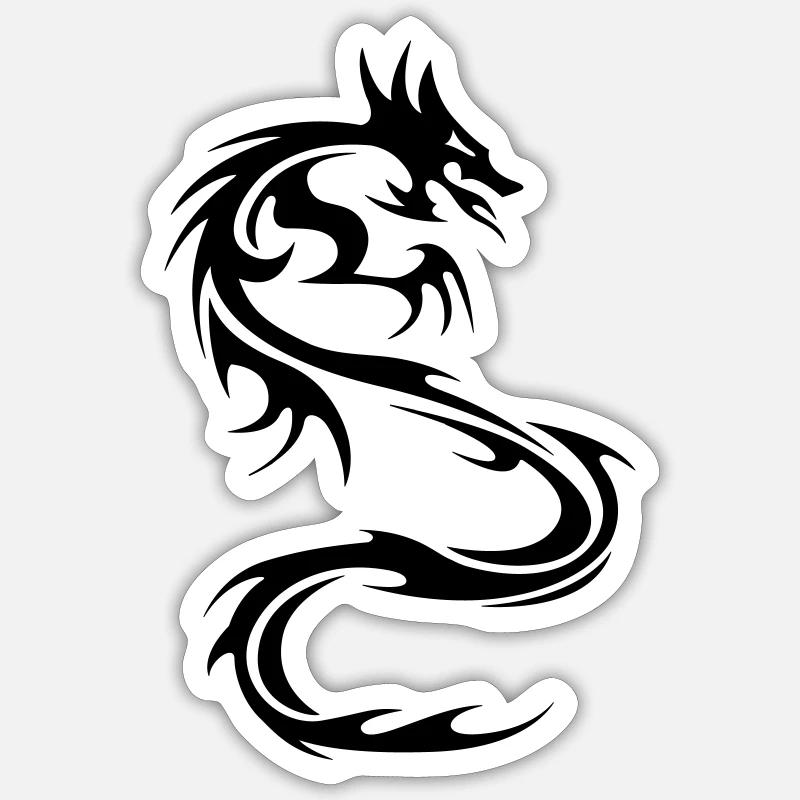 le dragon - Sticker taille S (10 x 10 cm) - blanc mat