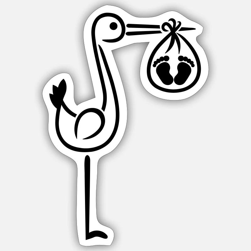 Storch - Sticker Größe S (10 x 10 cm) - Mattweiß