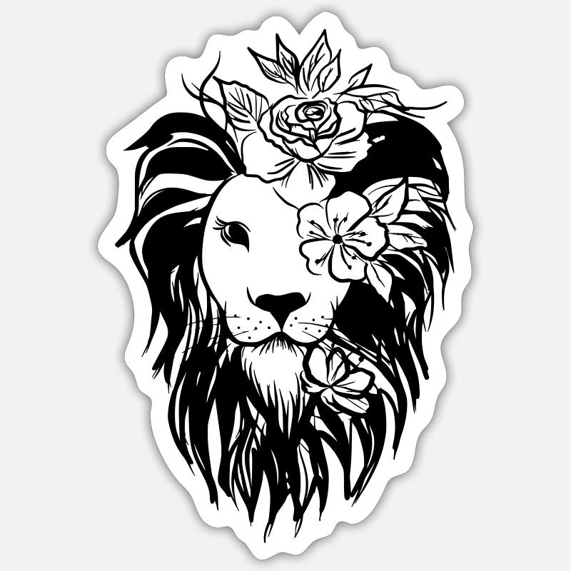 Lion is King Löwe Sternzeichen Geschenk Idee - Sticker Größe S (10 x 10 cm) - Mattweiß